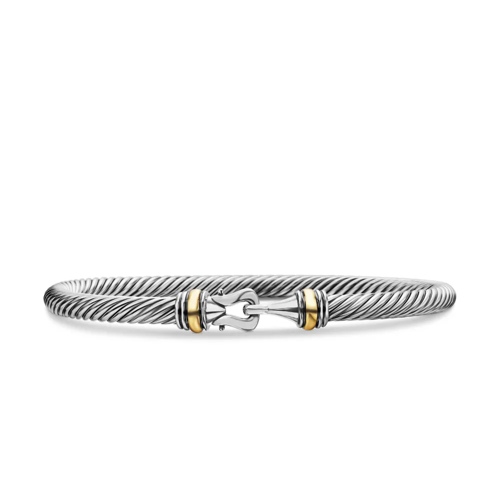 Sterling silver with 18-karat yellow gold •  • Bracelet, 4mm • Hook clasp-