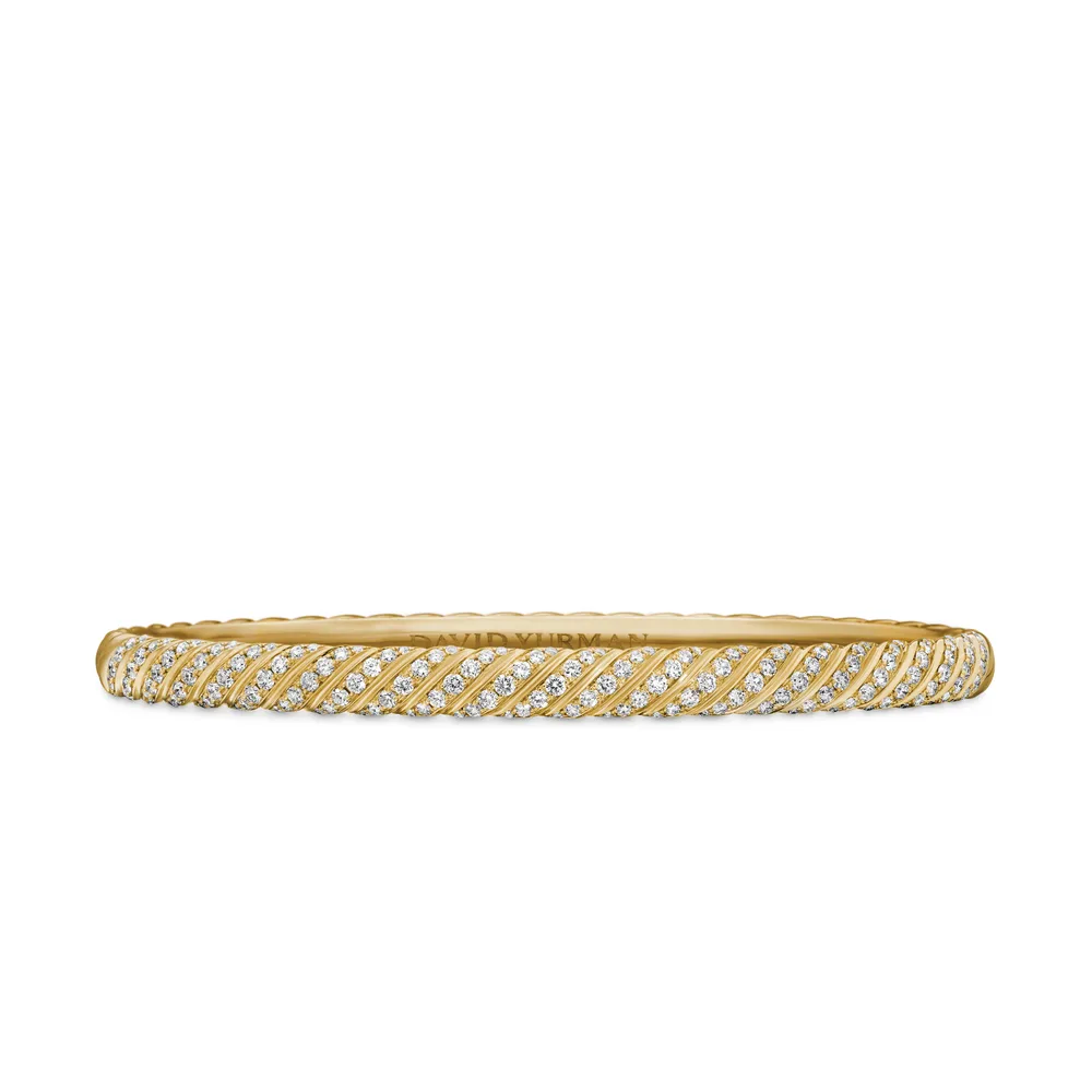 18-karat yellow gold • Pavé-set-set diamonds, 1.24 total carat weight • Bracelet, 4.6mm • Hinge opening