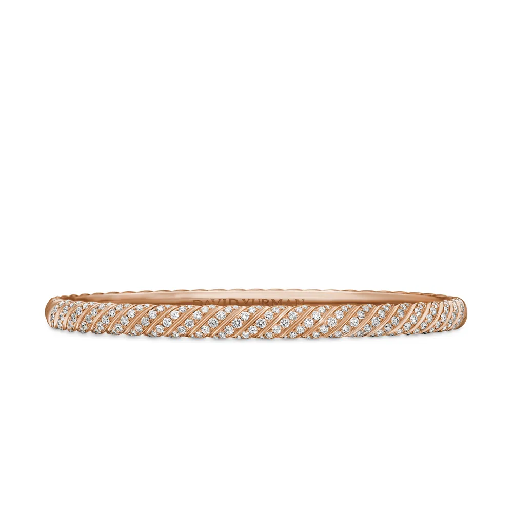 18-karat rose gold • Pavé-set diamonds, 1.24 total carat weight • Bracelet, 4.6mm • Hinge opening