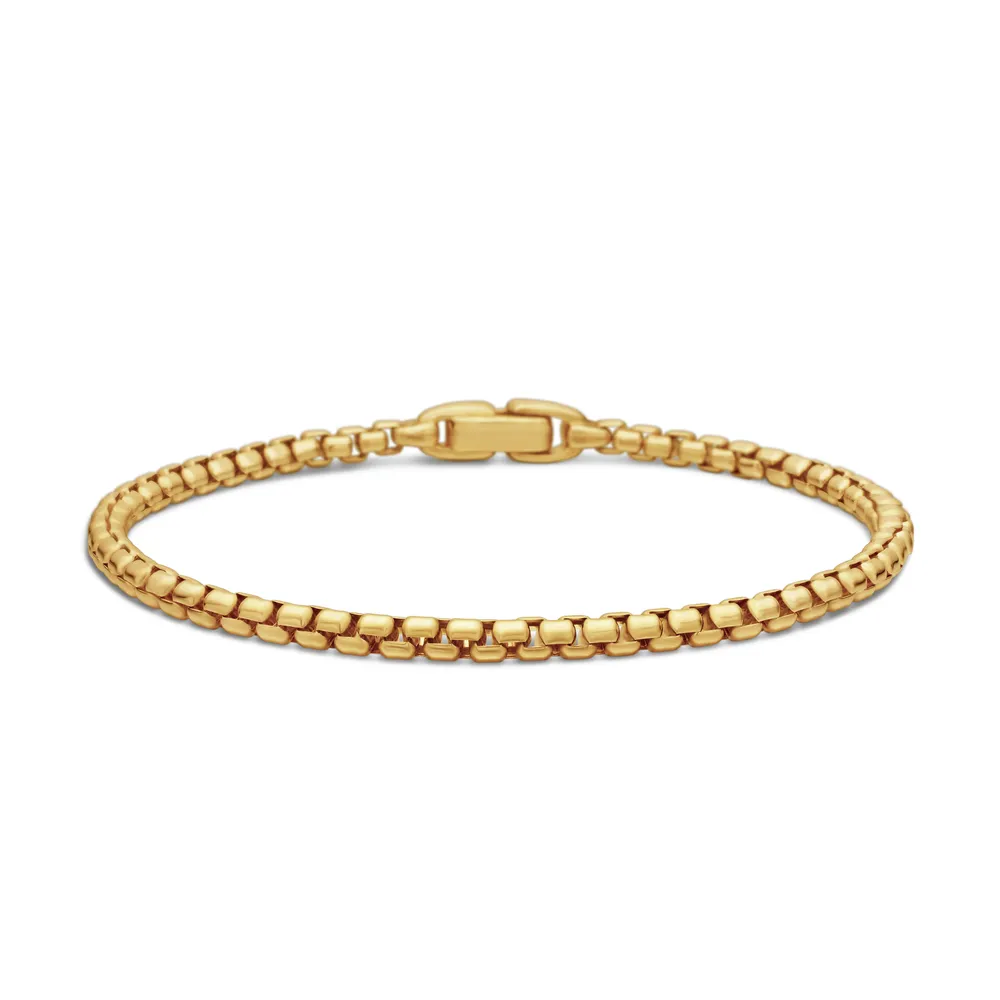 Box Chain Bracelet in 18K Yellow Gold, 3.4mm