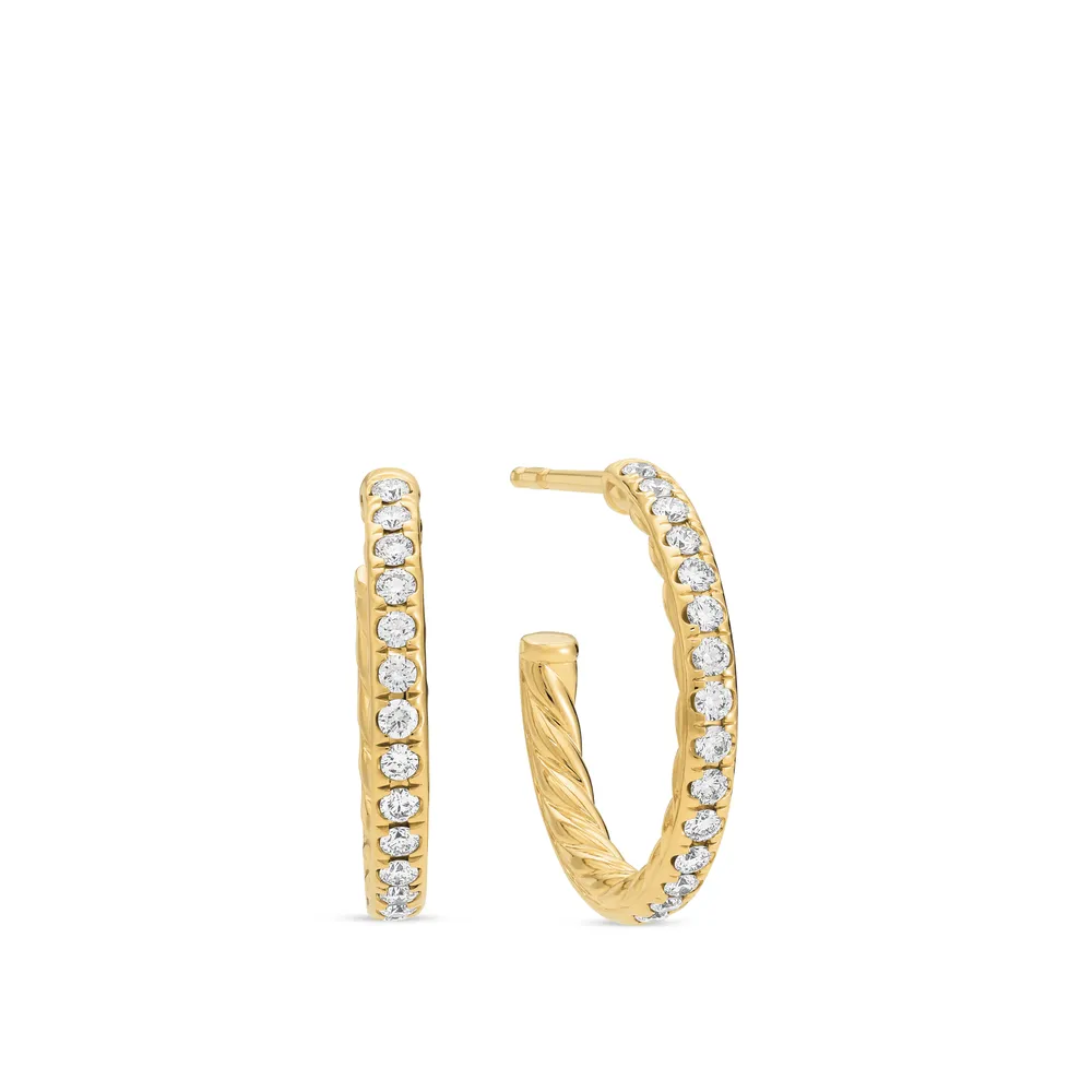 Pavé Hoop Earrings in 18K Yellow Gold with Diamonds, 19mm