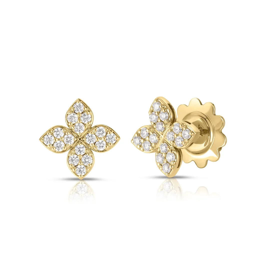 LOVE IN VERONA MEDIUM PAVE DIAMOND FLOWER STUD EARRINGS