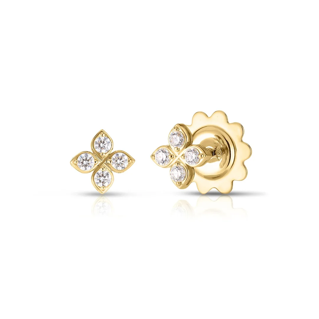 LOVE IN VERONA SMALL PAVE DIAMOND FLOWER STUD EARRINGS