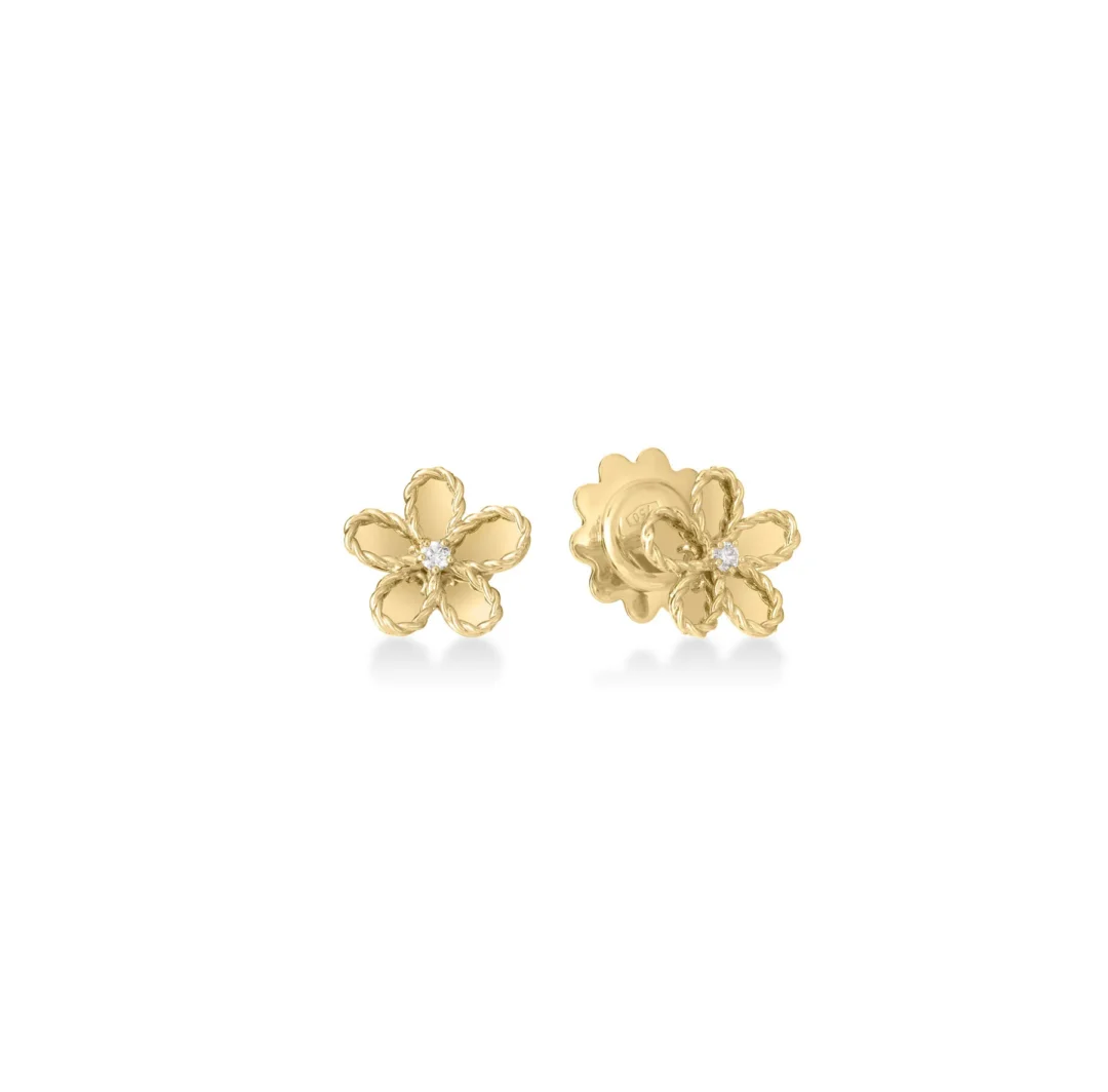 JASMINE DIAMOND & POLISHED FINISH SMALL FLOWER EARRINGS