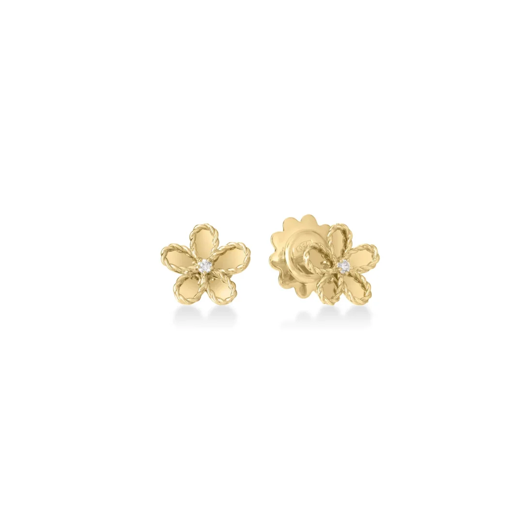 JASMINE DIAMOND & POLISHED FINISH SMALL FLOWER EARRINGS