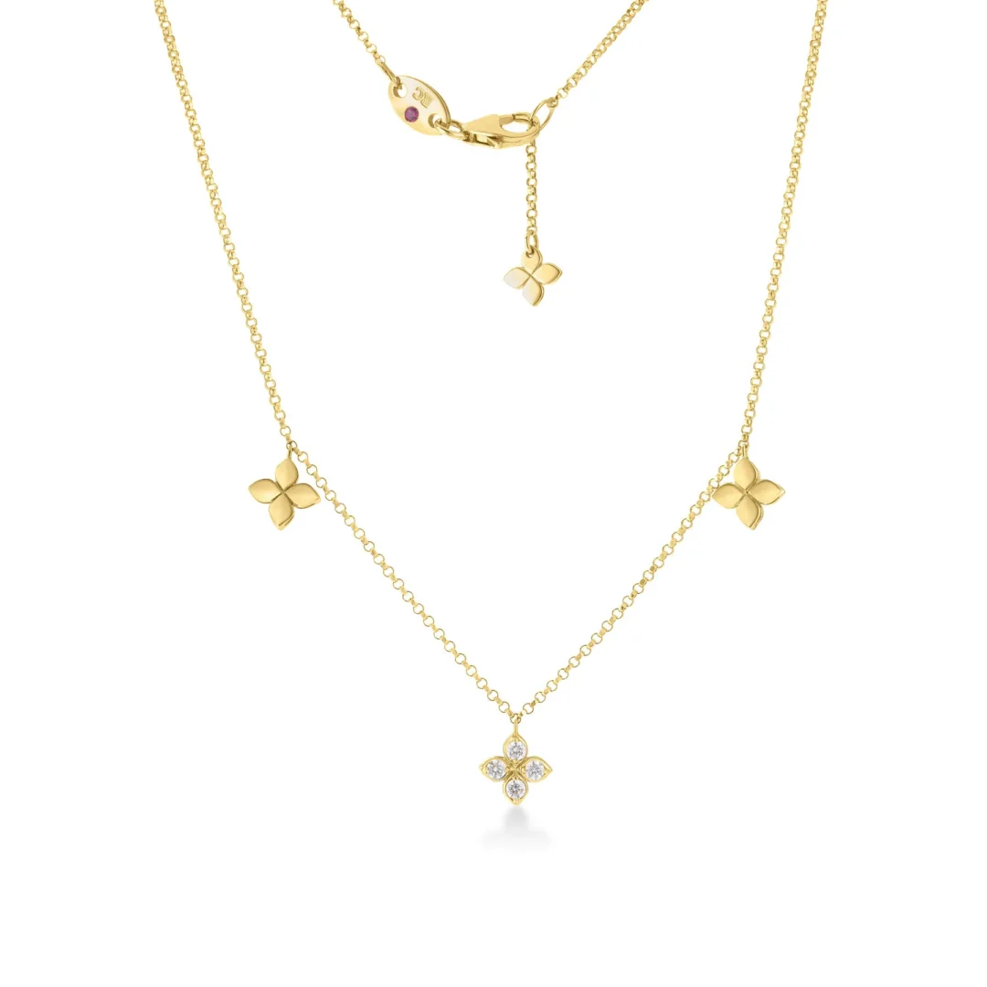LOVE BY THE INCH DIAMOND FLOWER STATION DANGLE NECKLACE