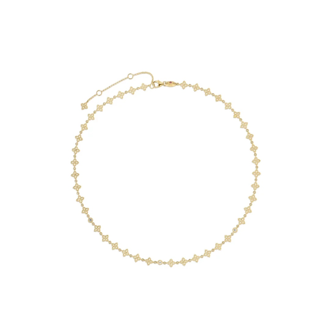PRINCIPESSA DIAMOND & FLOWER LINK NECKLACE