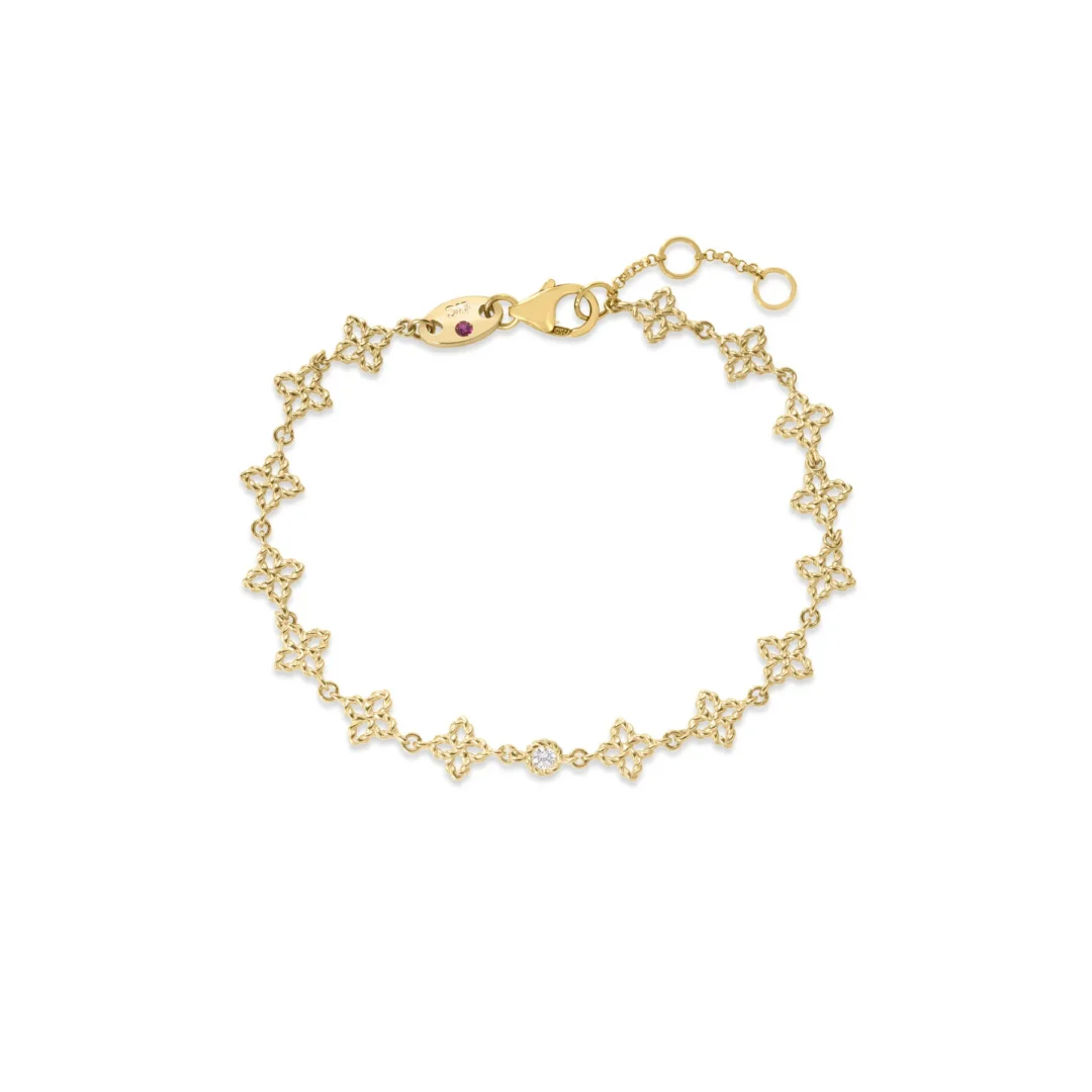 PRINCIPESSA DIAMOND & FLOWER LINK BRACELET