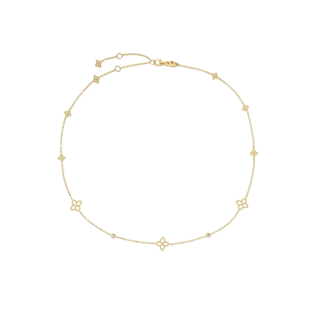 PRINCIPESSA DIAMOND & FLOWER STATION NECKLACE