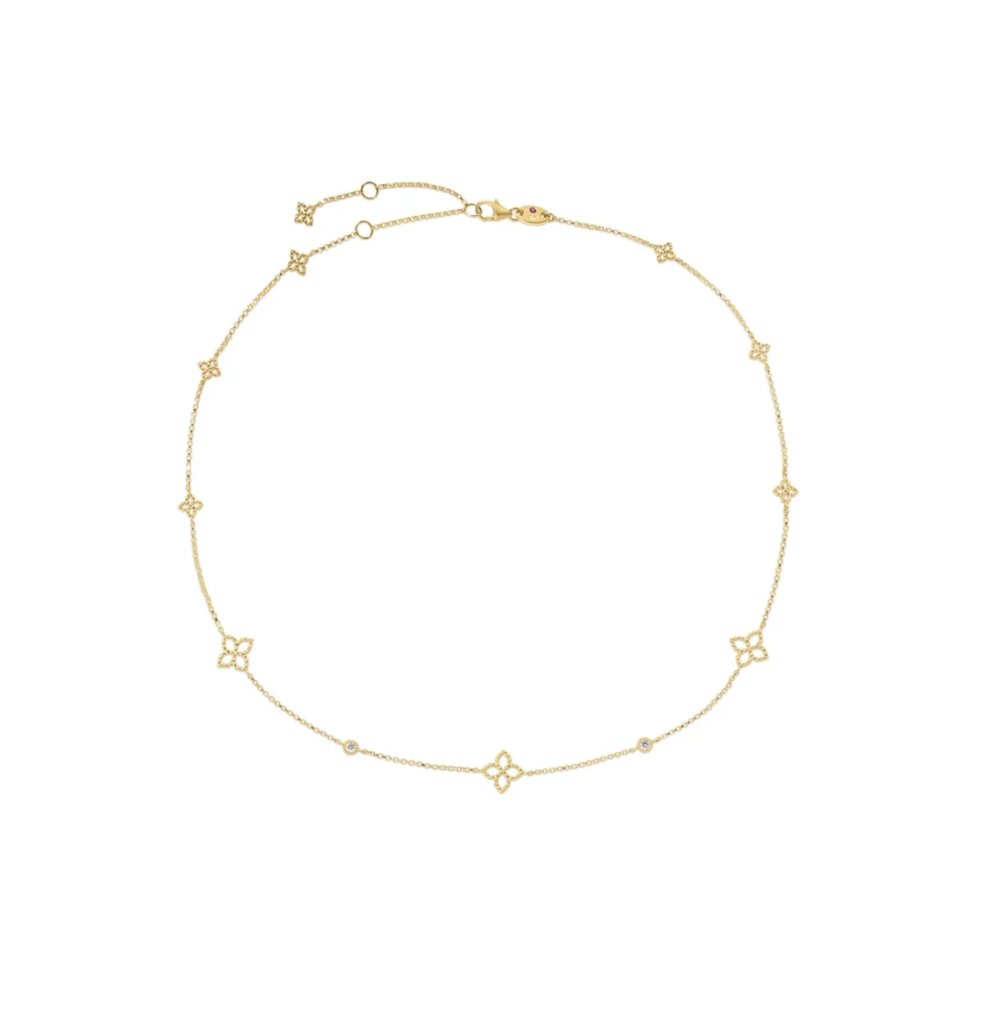 PRINCIPESSA DIAMOND & FLOWER STATION NECKLACE