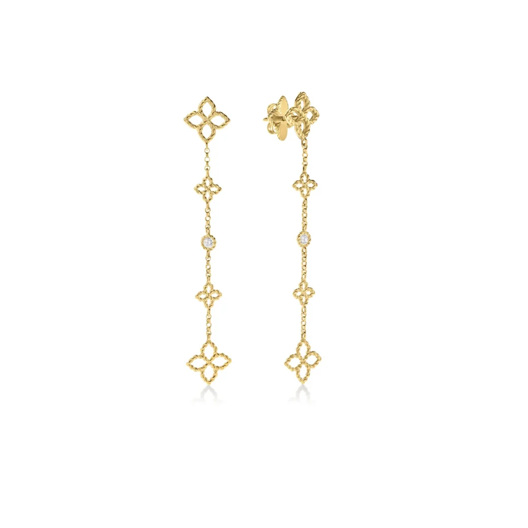 PRINCIPESSA DIAMOND & FLOWER STATION DANGLE EARRINGS