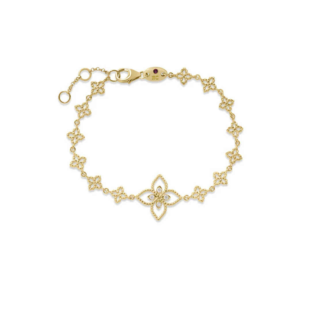 PRINCIPESSA FLOWER CHAIN & DIAMOND FLOWER CHARM BRACELET