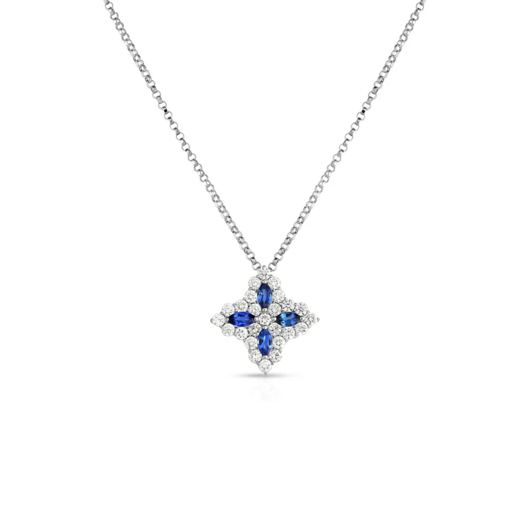 DIAMOND PRINCESS MEDIUM DIAMOND & BLUE SAPPHIRE NECKLACE