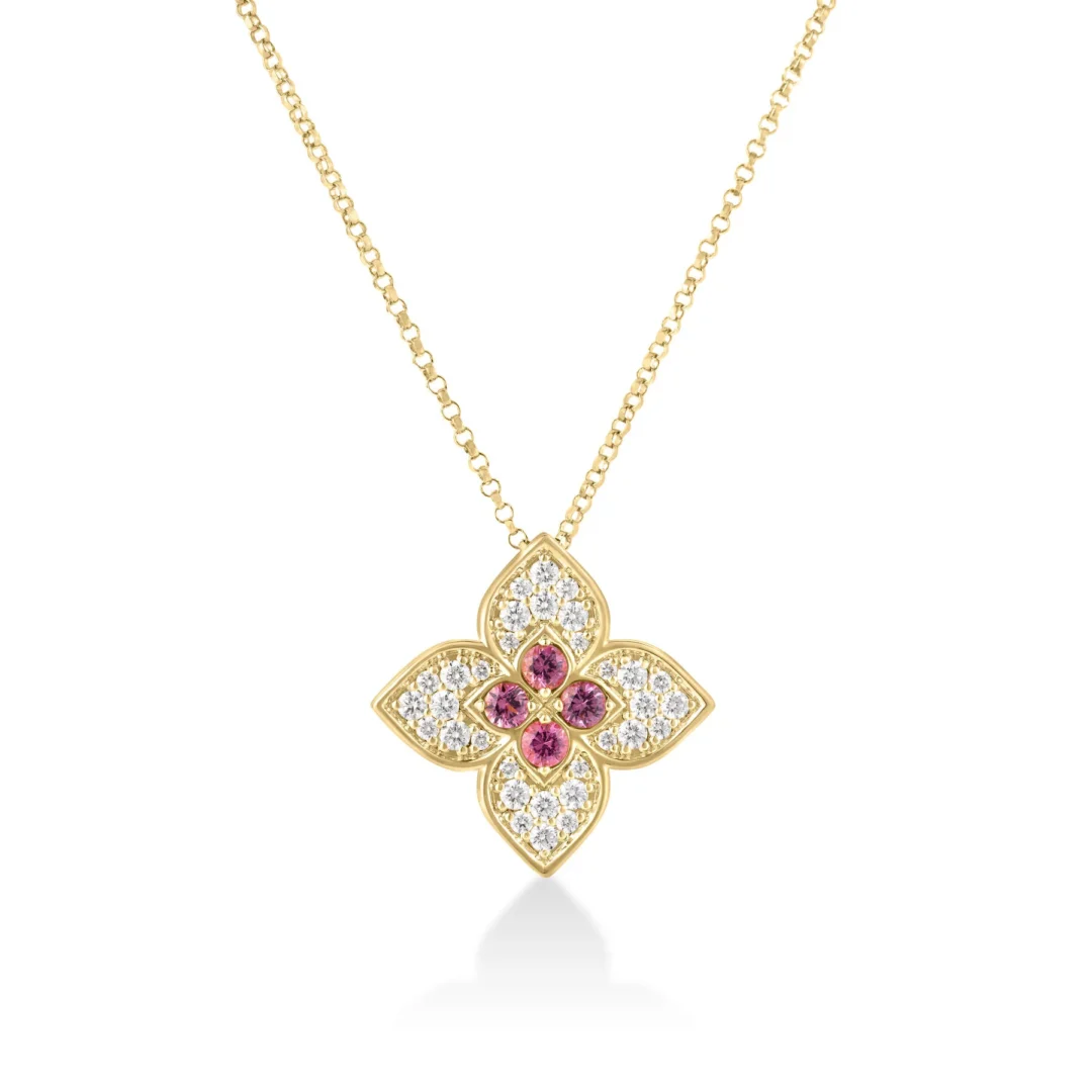 VENETIAN PRINCESS CARNIVAL DIAMOND & RUBELLITE LARGE FLOWER NECKLACE