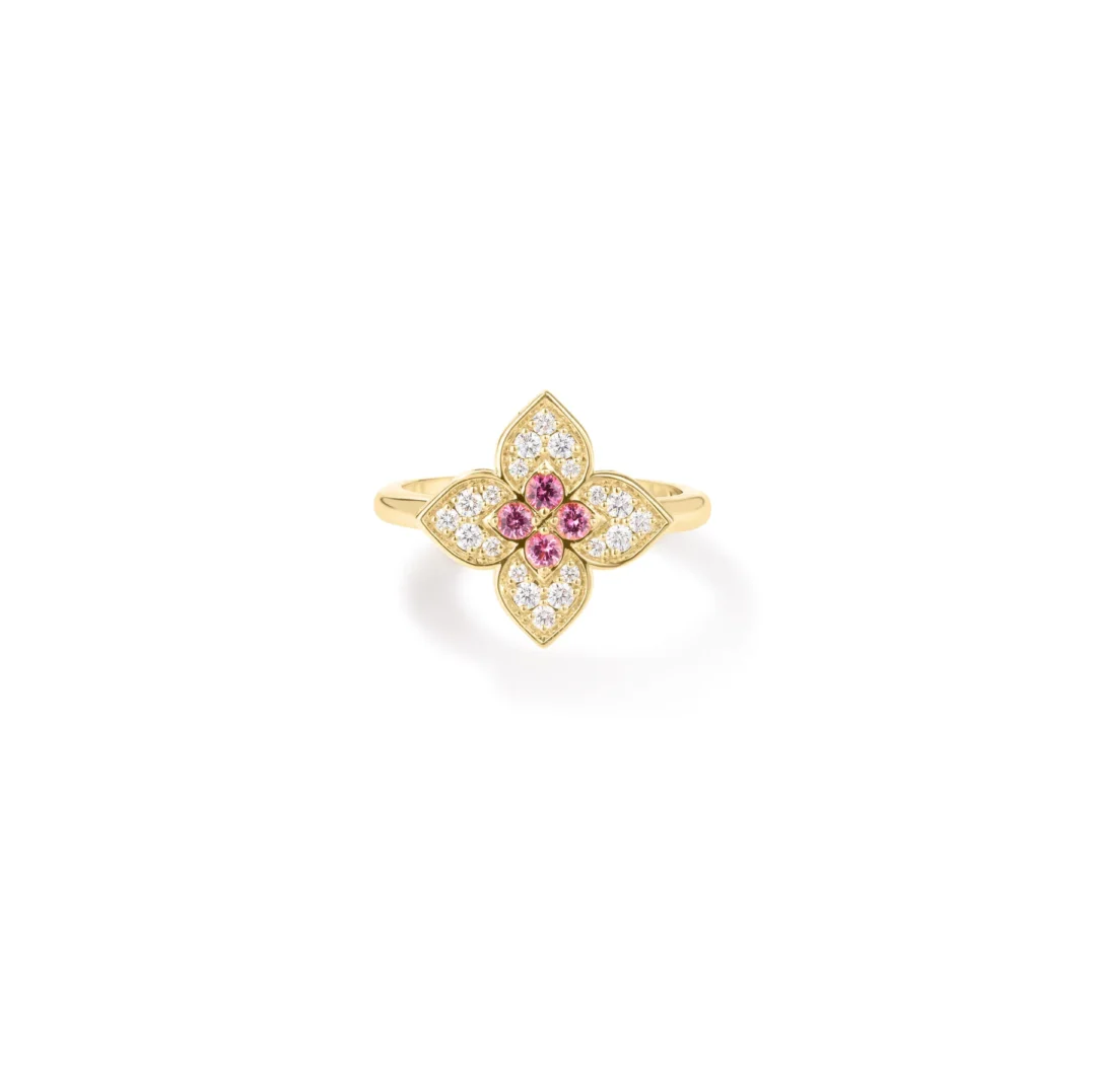 VENETIAN PRINCESS CARNIVAL DIAMOND & RUBELLITE MEDIUM FLOWER RING