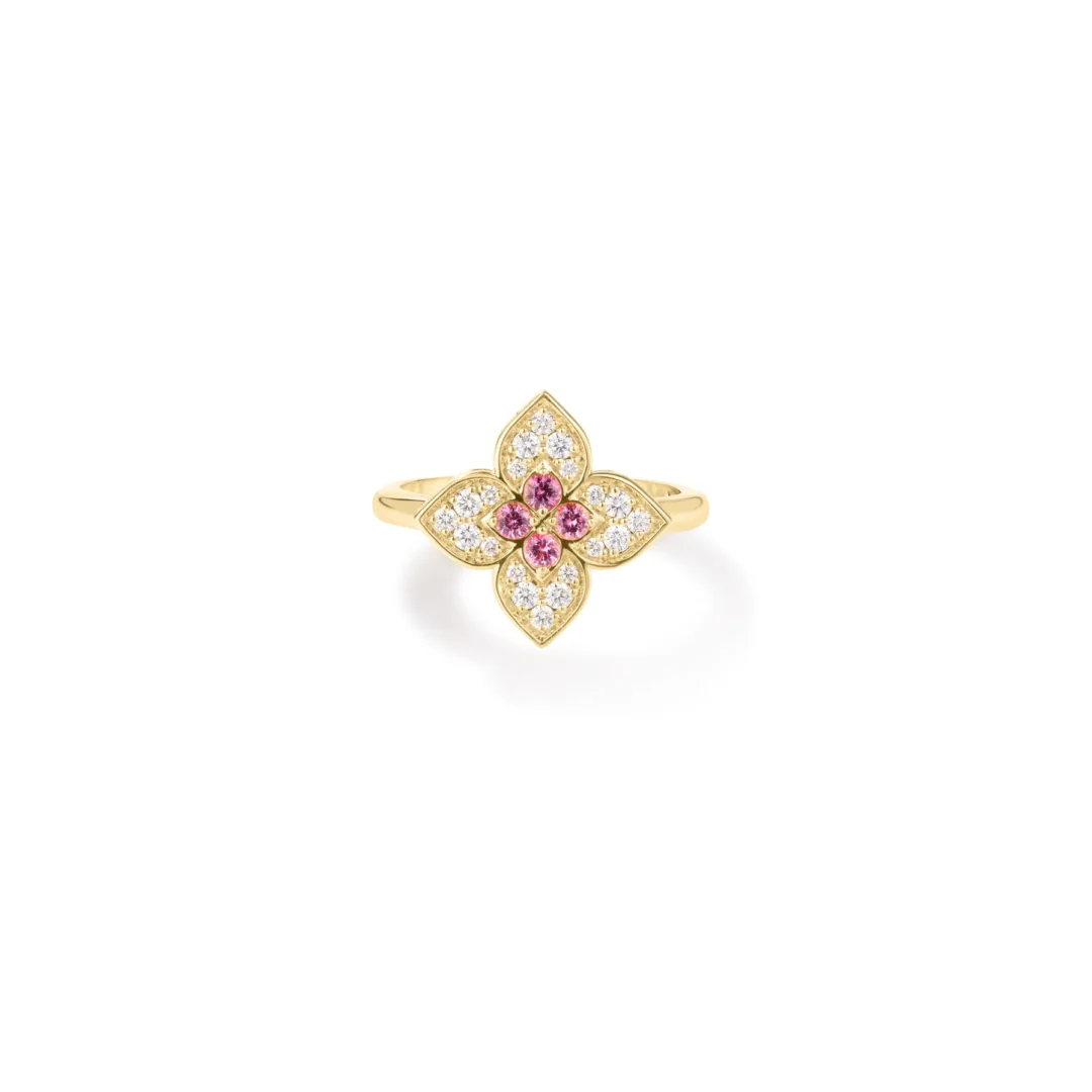 VENETIAN PRINCESS CARNIVAL DIAMOND & RUBELLITE MEDIUM FLOWER RING