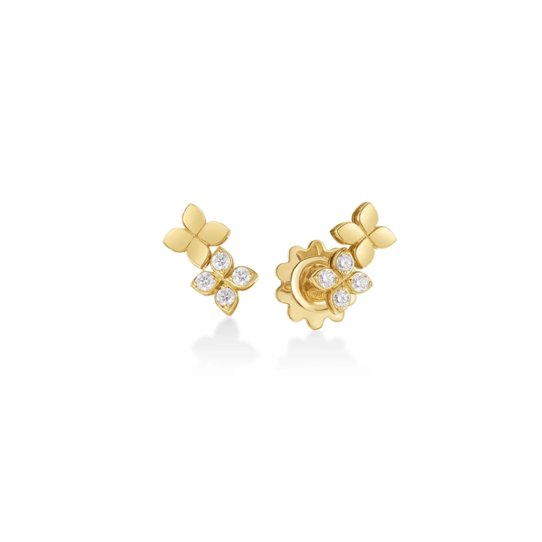 LOVE IN VERONA DIAMOND DOUBLE FLOWER STUD EARRINGS