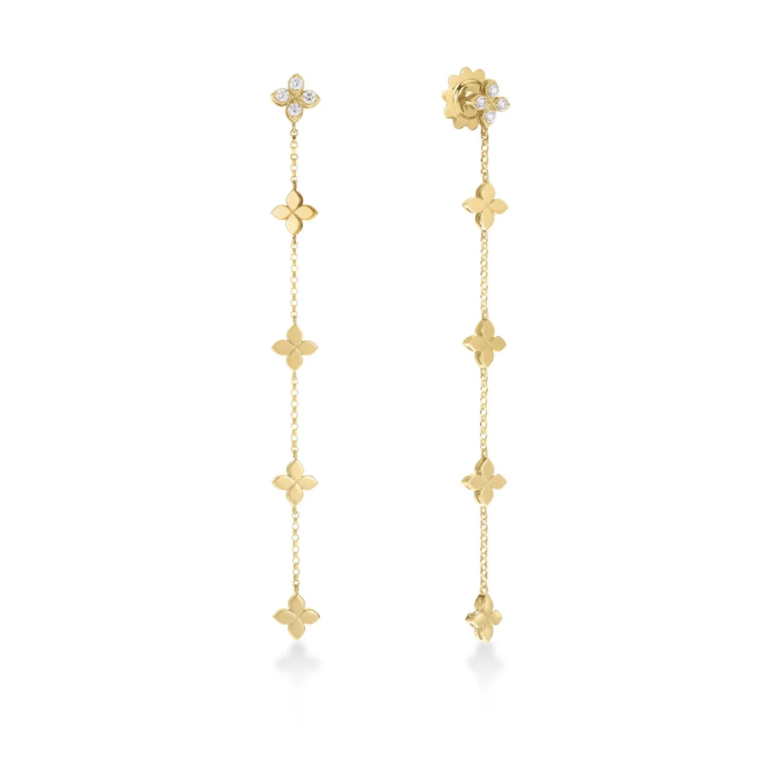 LOVE BY THE INCH DIAMOND FLOWER DANGLE EARRINGS
