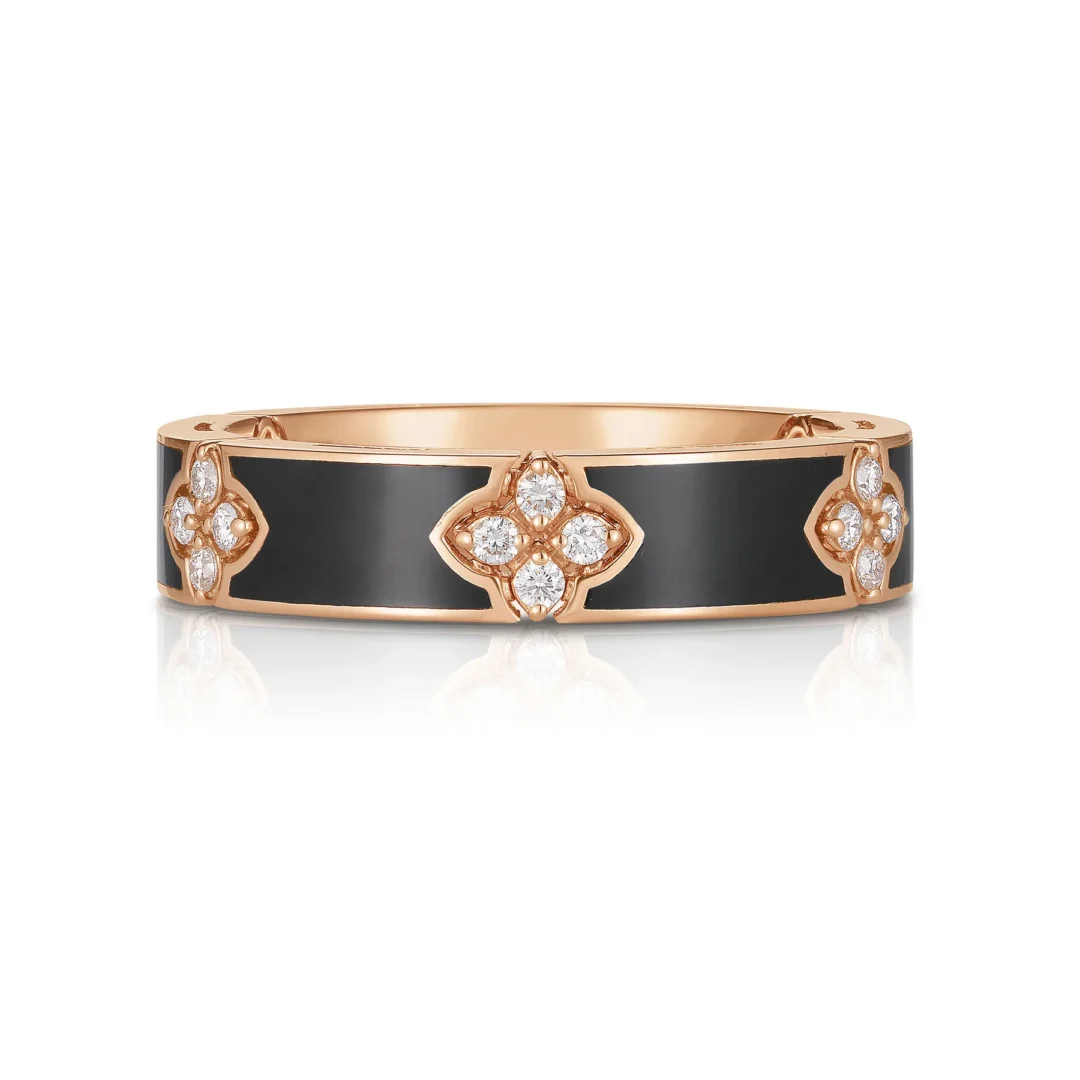 LOVE IN VERONA DIAMOND & BLACK ENAMEL RING