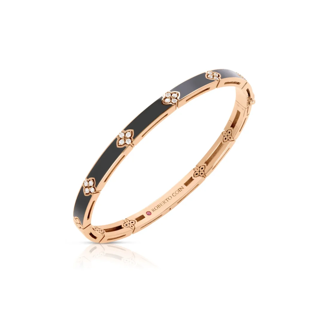 LOVE IN VERONA DIAMOND & BLACK ENAMEL BANGLE