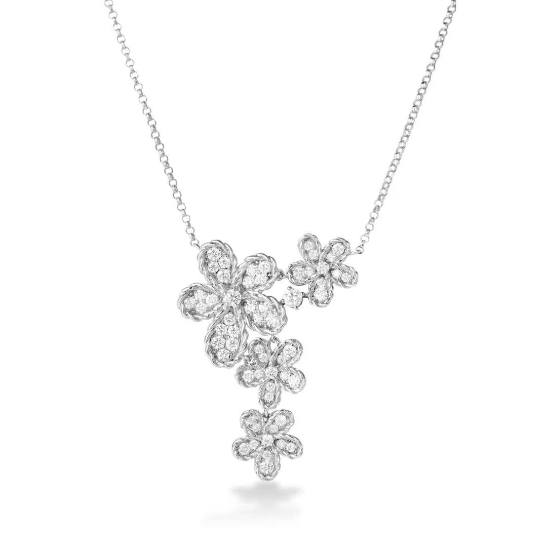 JASMINE PAVE DIAMOND MULTI FLOWER NECKLACE