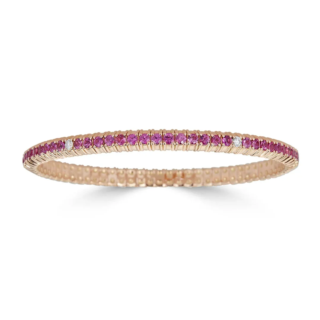 Pink Sapphire Stretch Bracelet with Diamonds