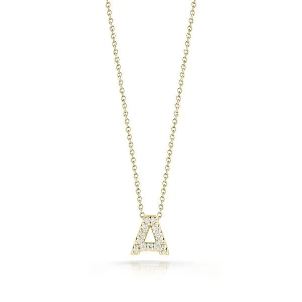 TINY TREASURES DIAMOND LOVE LETTER “A” NECKLACE