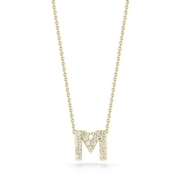 TINY TREASURES DIAMOND LOVE LETTER “M” NECKLACE