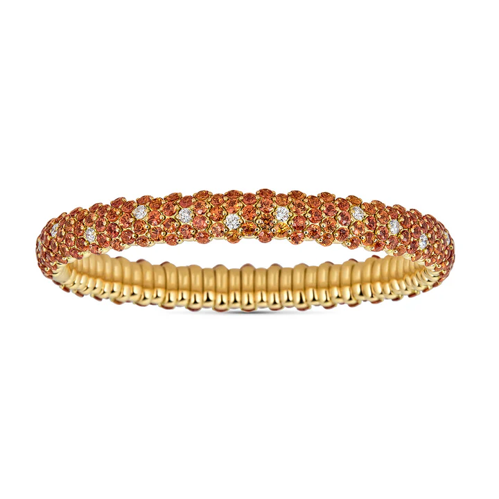 Orange Sapphire Domed Stretch Bracelet
