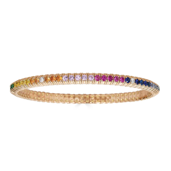 Multicolor Sapphire Stretch Bracelet with Diamonds