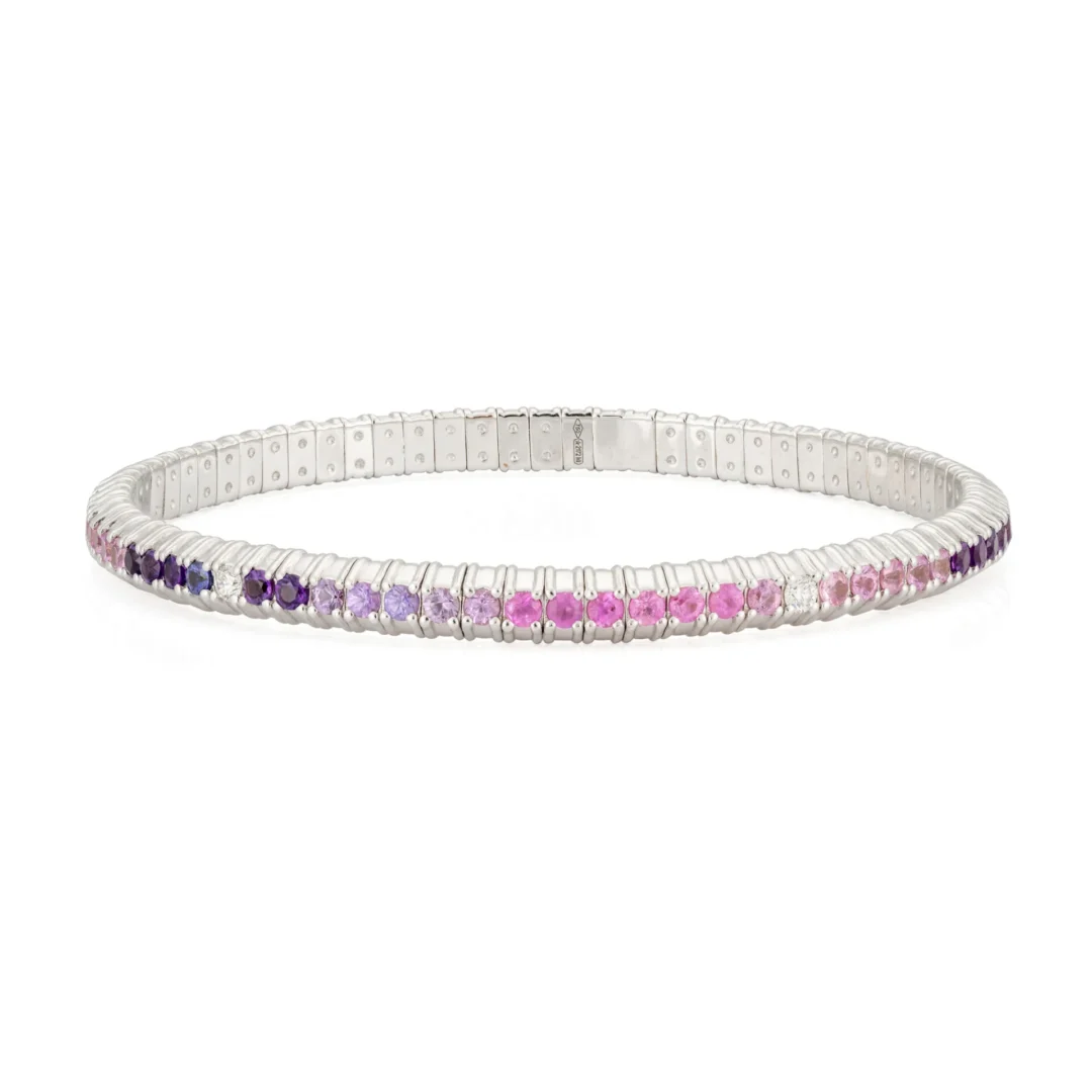 Purple and Pink Stretch Bracelet with Diamonds