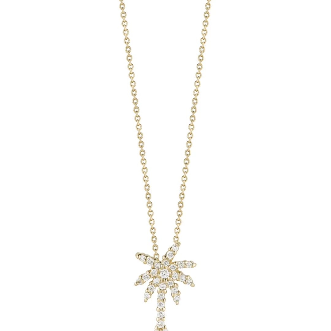 TINY TREASURES SMALL DIAMOND PALM TREE NECKLACE