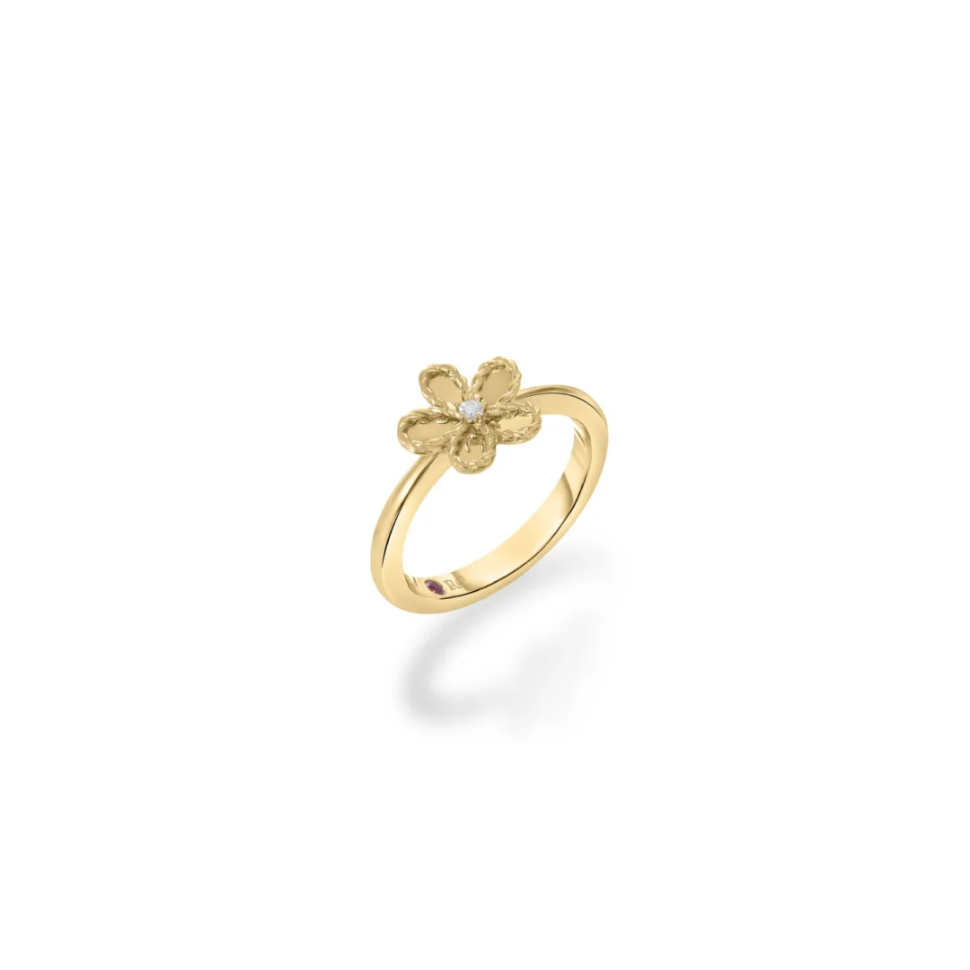 JASMINE DIAMOND & POLISHED FINISH SMALL FLOWER RING