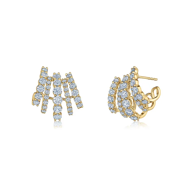 Lyric Five-Row Huggie Earrings with Diamonds