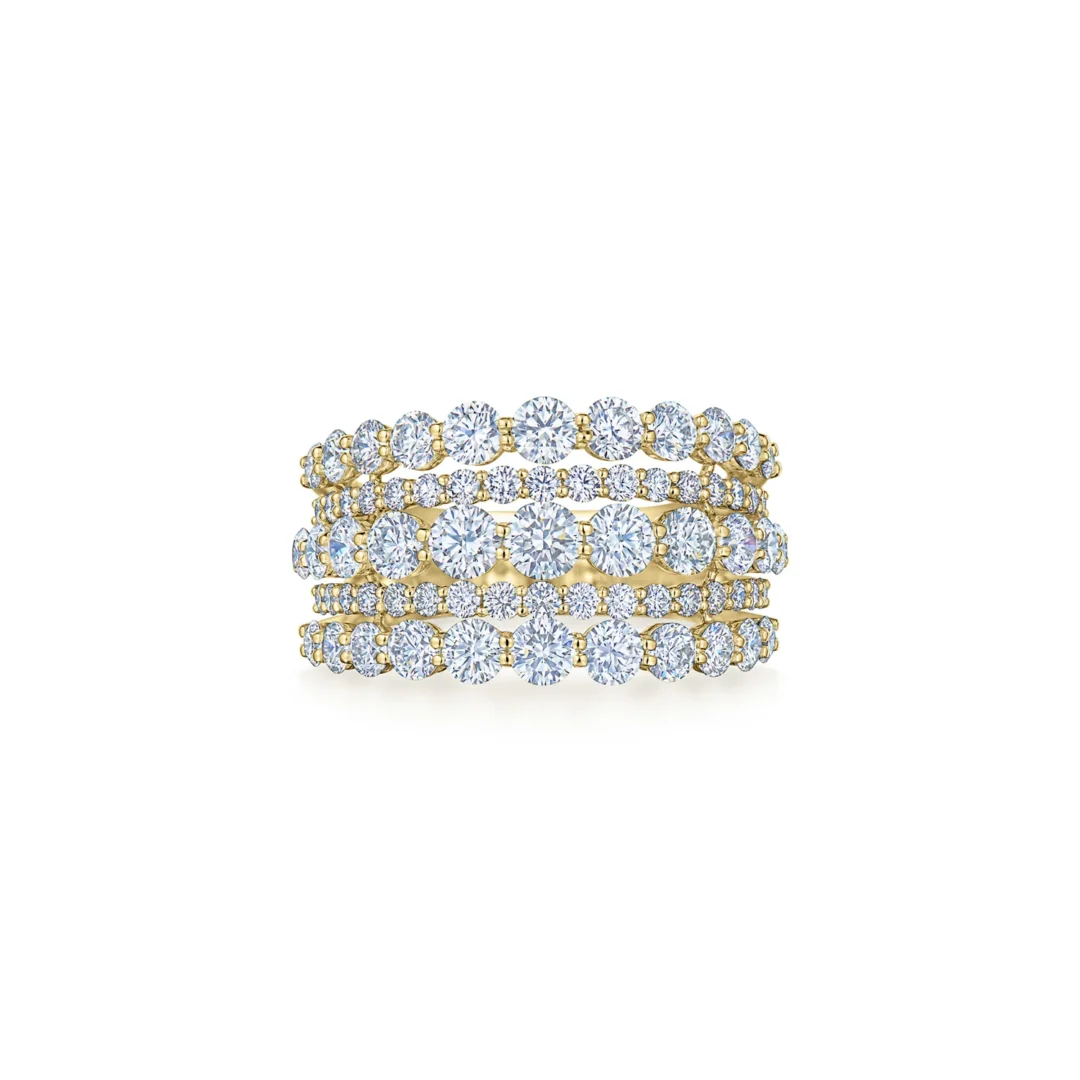 Lyric Five-Row Ring with Diamonds