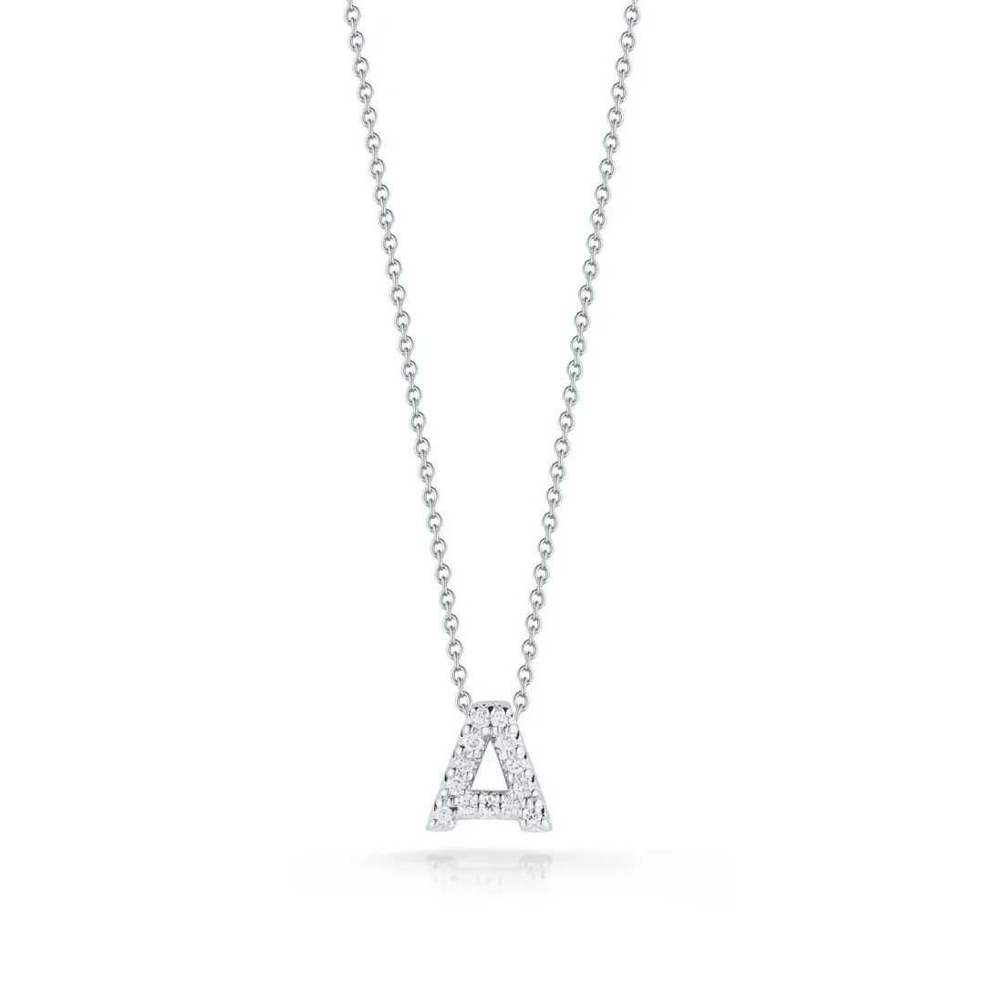 TINY TREASURES DIAMOND LOVE LETTER "A" NECKLACE