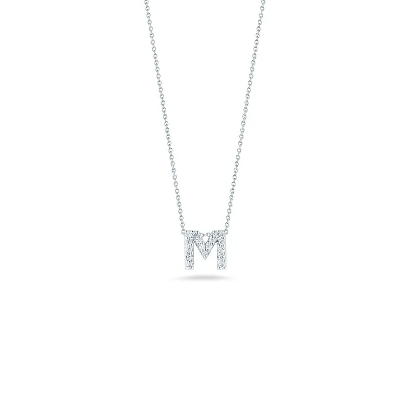 TINY TREASURES DIAMOND LOVE LETTER "M" NECKLACE