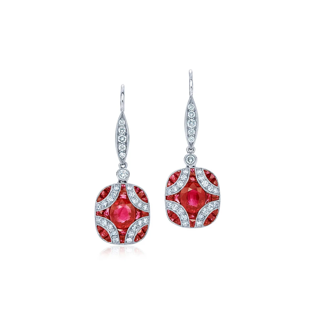 ARGYLE RUBY & DIAMOND EARRINGS
