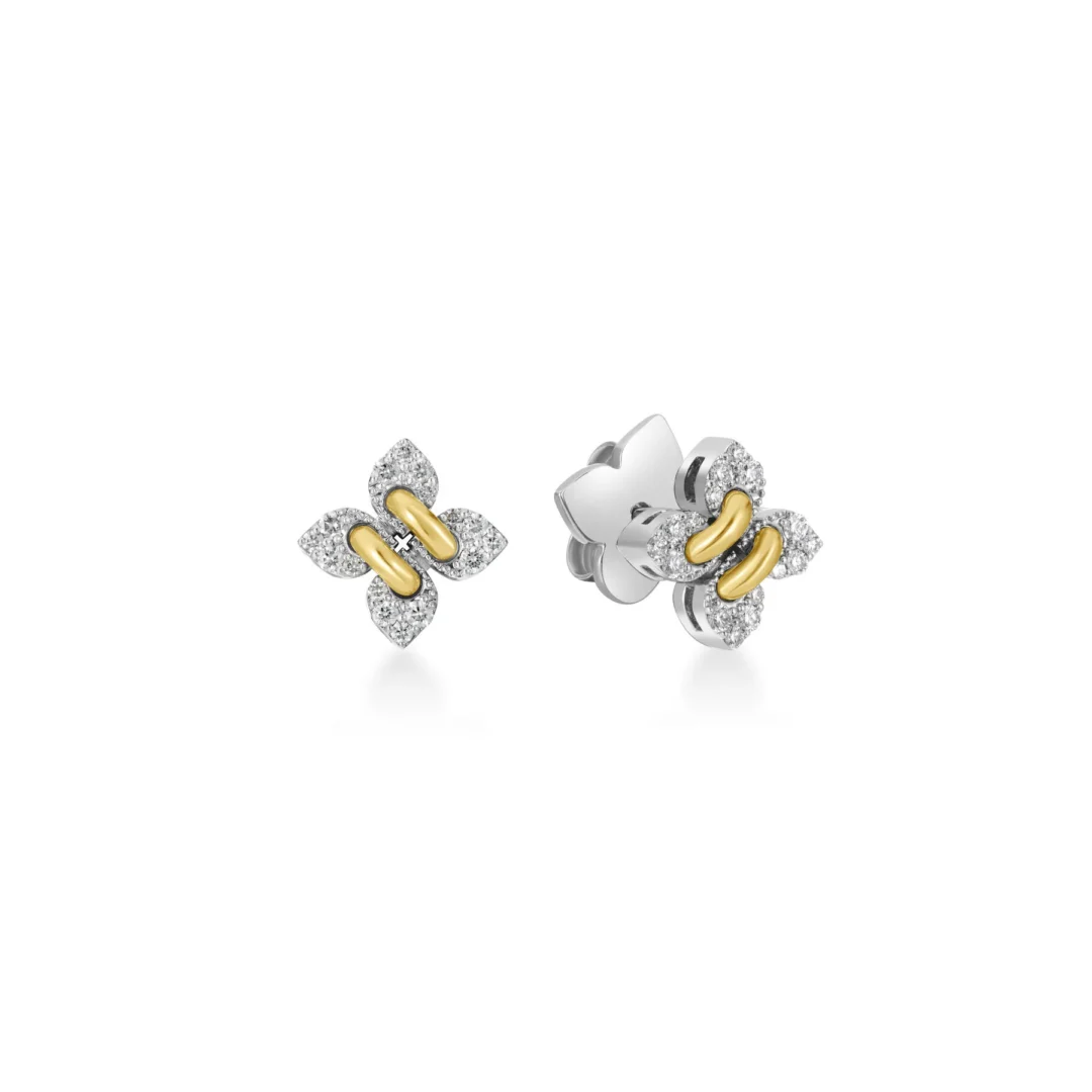 LOVE IN VERONA FILO PETITE PAVE DIAMOND FLOWER STUD EARRINGS
