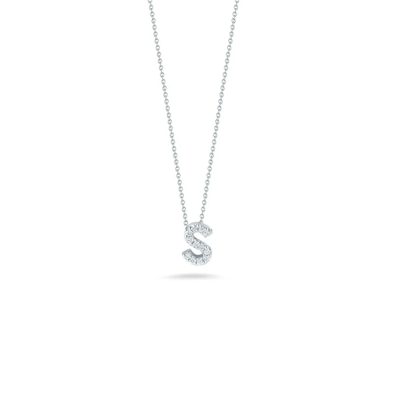 TINY TREASURES DIAMOND LOVE LETTER "S" NECKLACE