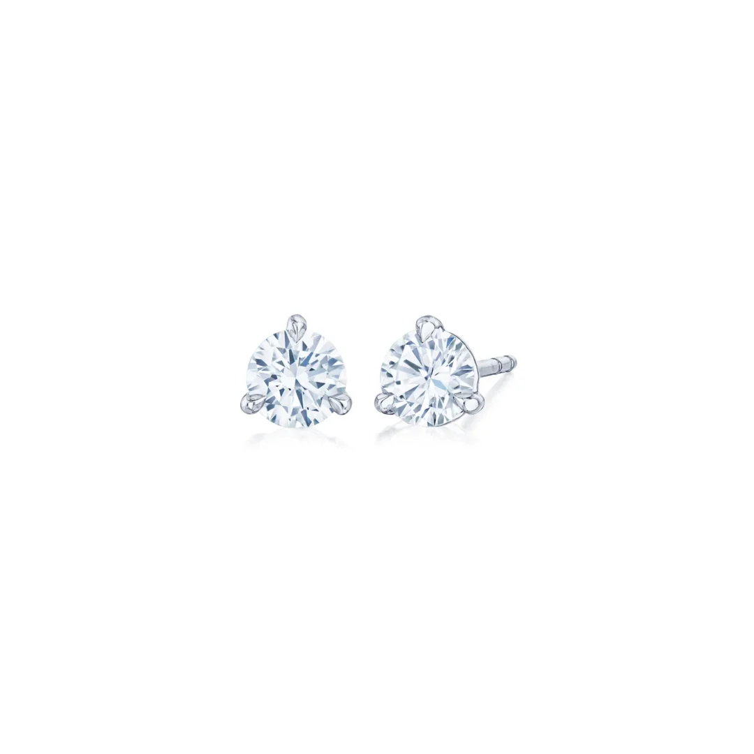 Kwiat Round Diamond Stud Earrings in Platinum