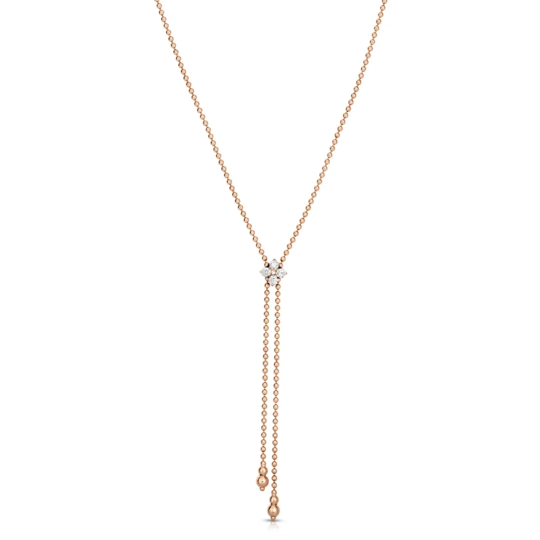 LOVE IN VERONA DIAMOND FLOWER ZIPPER LARIAT NECKLACE