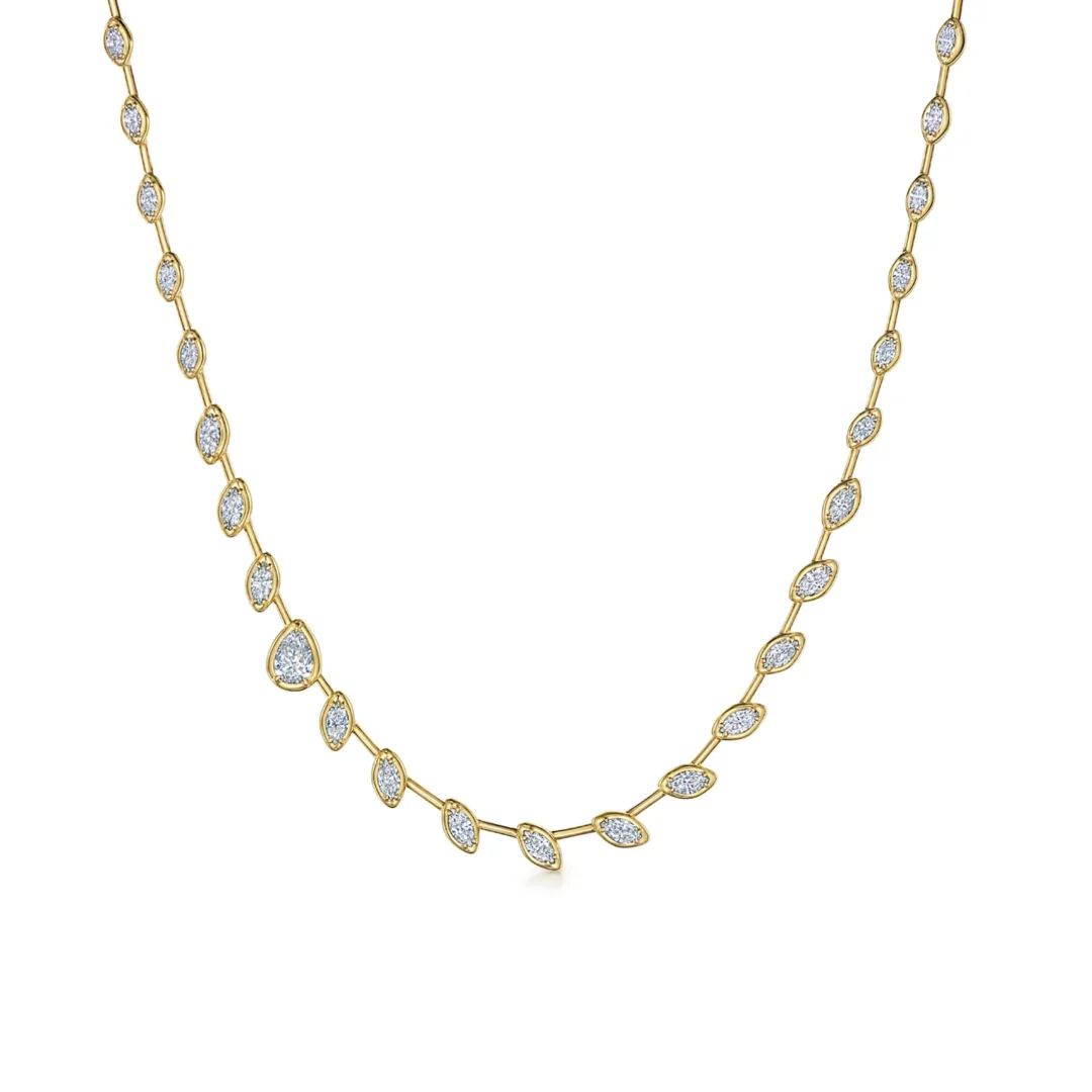 Starry Night Offset Pear Bezel Diamond Necklace