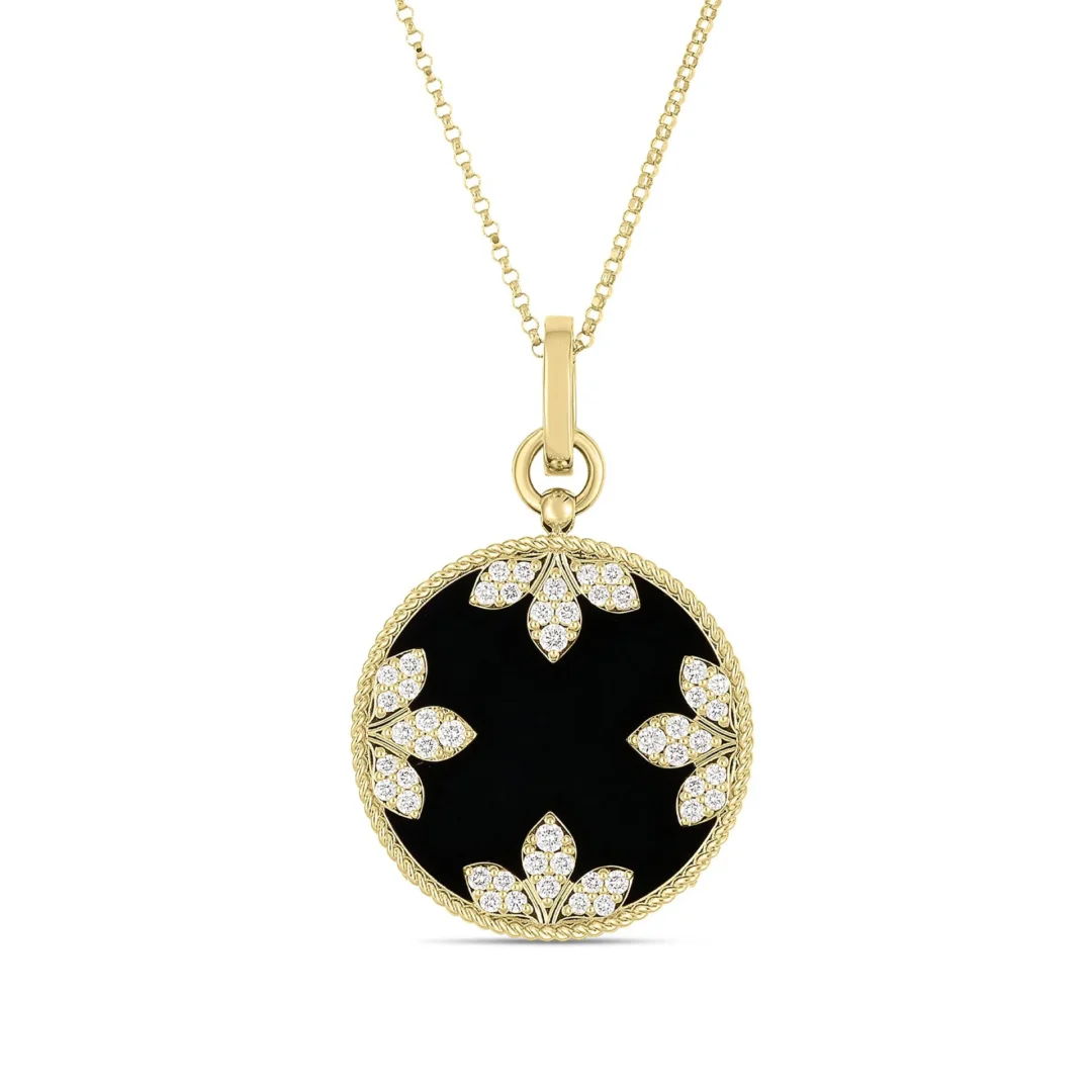 VENETIAN MEDALLIONS LARGE DIAMOND AND BLACK JADE NECKLACE