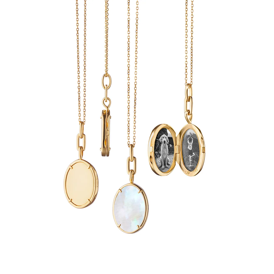 MOP SLICE OV LKT ON 17" DISAPPEARING CHAIN