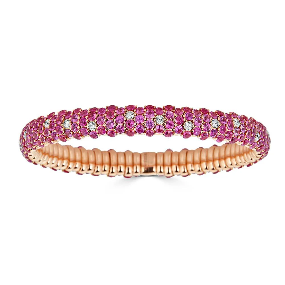 Pink Sapphire Domed Stretch Bracelet