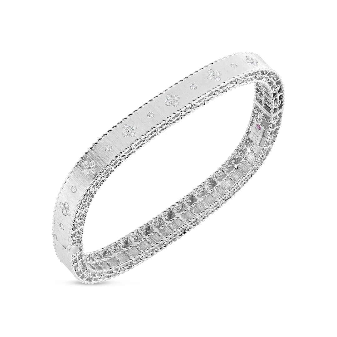 PRINCESS SATIN FLEUR DE LIS DIAMOND SLIM BANGLE
