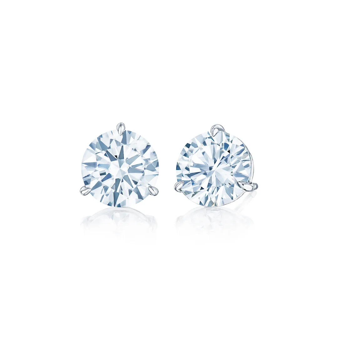 Kwiat Round Diamond Stud Earrings in Platinum