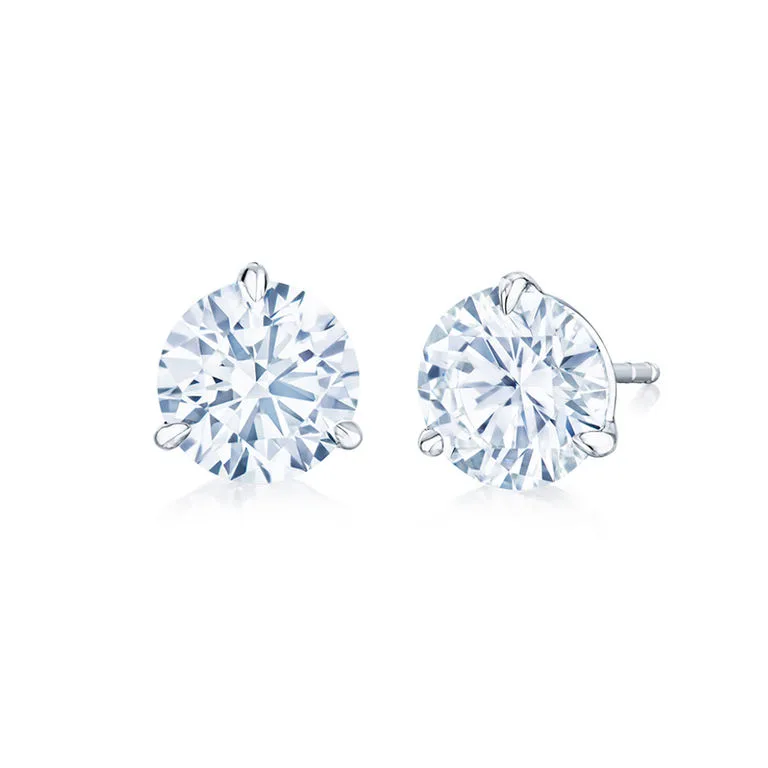 Kwiat Round Diamond Stud Earrings in Platinum