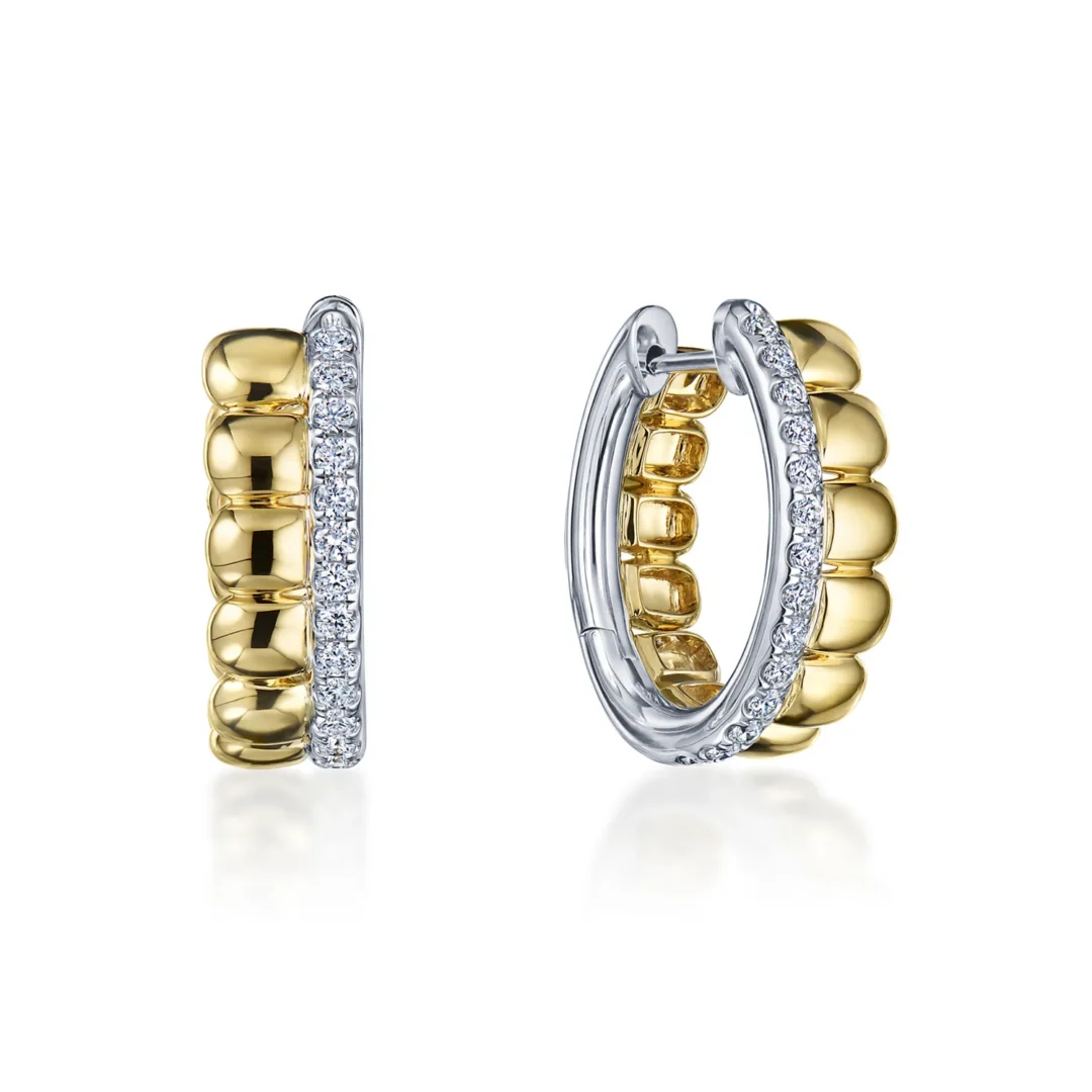 Sirena Huggie Hoop Earrings with Diamonds